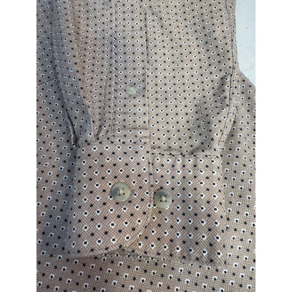 VTG Pierre Cardin Tan Geometric Print Cotton Button Down Shirt Men's Size Large - Picture 7 of 12